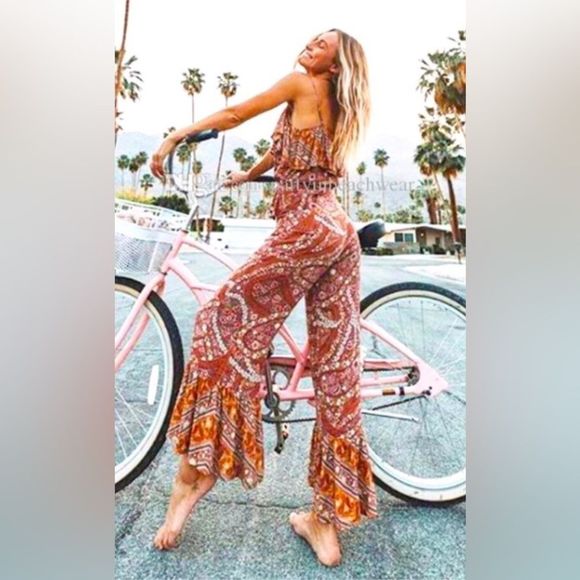 No Brand Pants - Boho Celestial Floral Print 2 Piece Set, Size Small